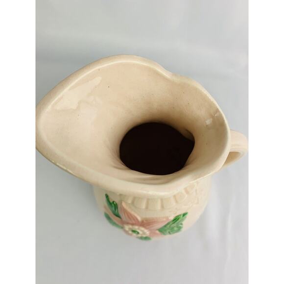Vintage Made in USA Pottery Creamer Pitcher Pink with pink starflowers 6.5"h - Picture 4 of 9